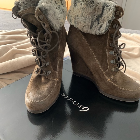 Boutique 9 Booties with Faux Fur Trim - Picture 2 of 6